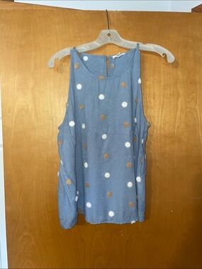 Women's Blue Polka Dot Tank Top size medium